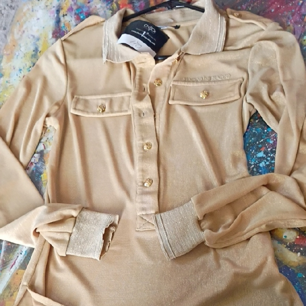 Roccobarocco Vintage Gold Button-Up Shirt